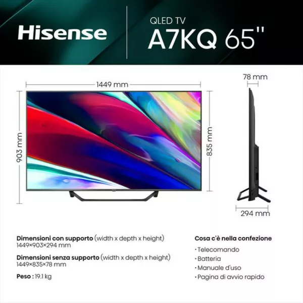 Hisense 65A79KQ Qled 65" 4k ultra hd smart-tv - schwarz – Bild 2