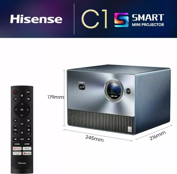 Hisense C1 Tragbarer projektor – 3840 x 2160 p – 1600 ansi lumen – dlp – blau/grau – Bild 2