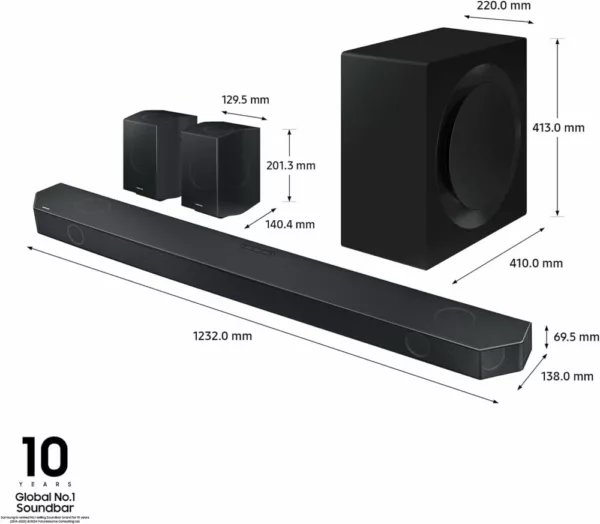 Samsung HW-Q990D/ZF Serie Q Soundbar mit subwoofer – 11.1.4 kanäle – schwarz – Bild 2