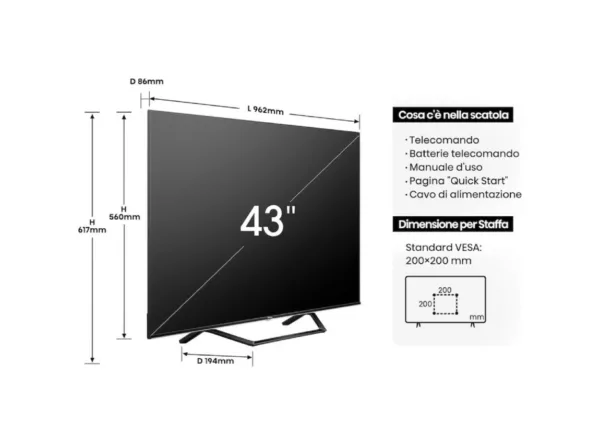 Hisense 43A79NQ Qled 43" 4k ultra hd smart-tv – schwarz – Bild 2