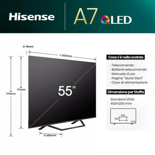 Hisense 55A79NQ Qled 55" 4k ultra hd smart-tv - schwarz – Bild 2