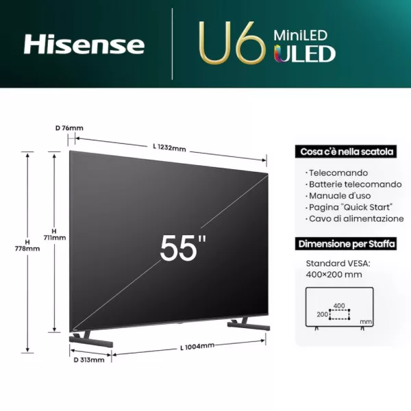 Hisense 55U69NQ Qled 55" 4k ultra hd mini-led-smart-tv – schwarz – Bild 7