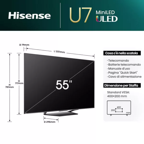 Hisense 55U79NQ Qled 55" 4k ultra hd mini-led-smart-tv – schwarz – Bild 9