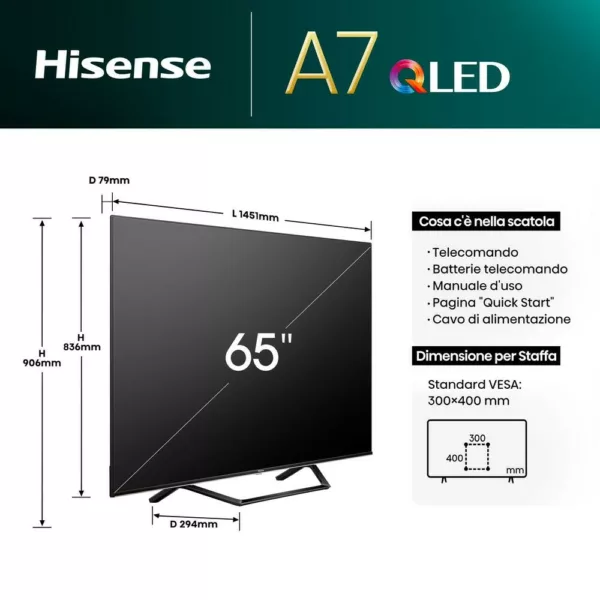 Hisense 65A79NQ Qled 65" 4k ultra hd smart-tv - schwarz – Bild 2